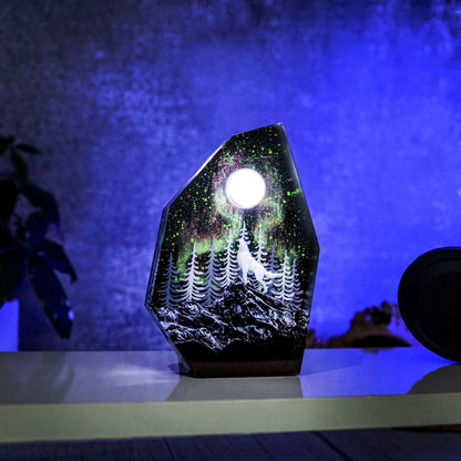 Weißer Mond Wolf Harzlampe